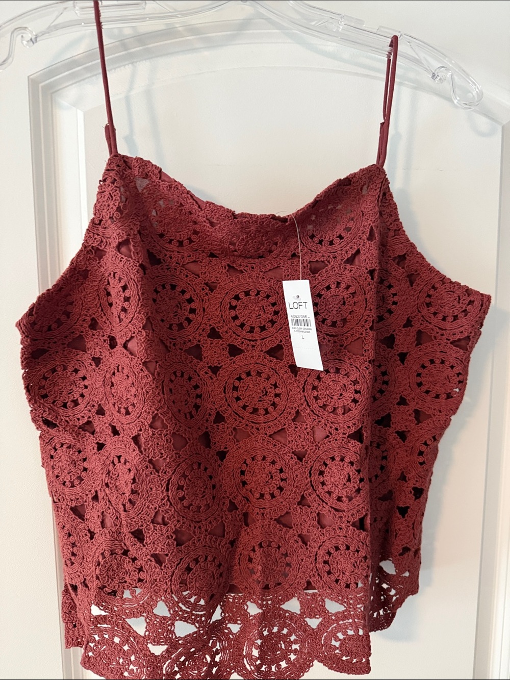 LOFT Women's Burgundy Crochet Camisole Tank Top